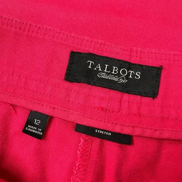 Talbots | Straight Bright Pink Chino Pants Cotton 2% Spandex Womens 12 - Picture 3 of 6